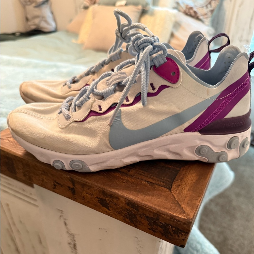 Nike React Sneakers in Light Blue and Purple gym workout